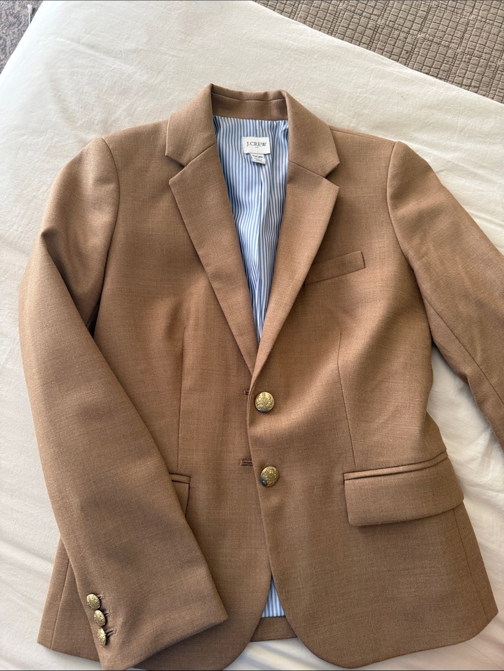 J. Crew Womenโs camel Blazer - Classic Two-Button - 00P